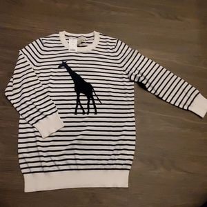 Striped Long Sleeve Top with Zebra Graphic